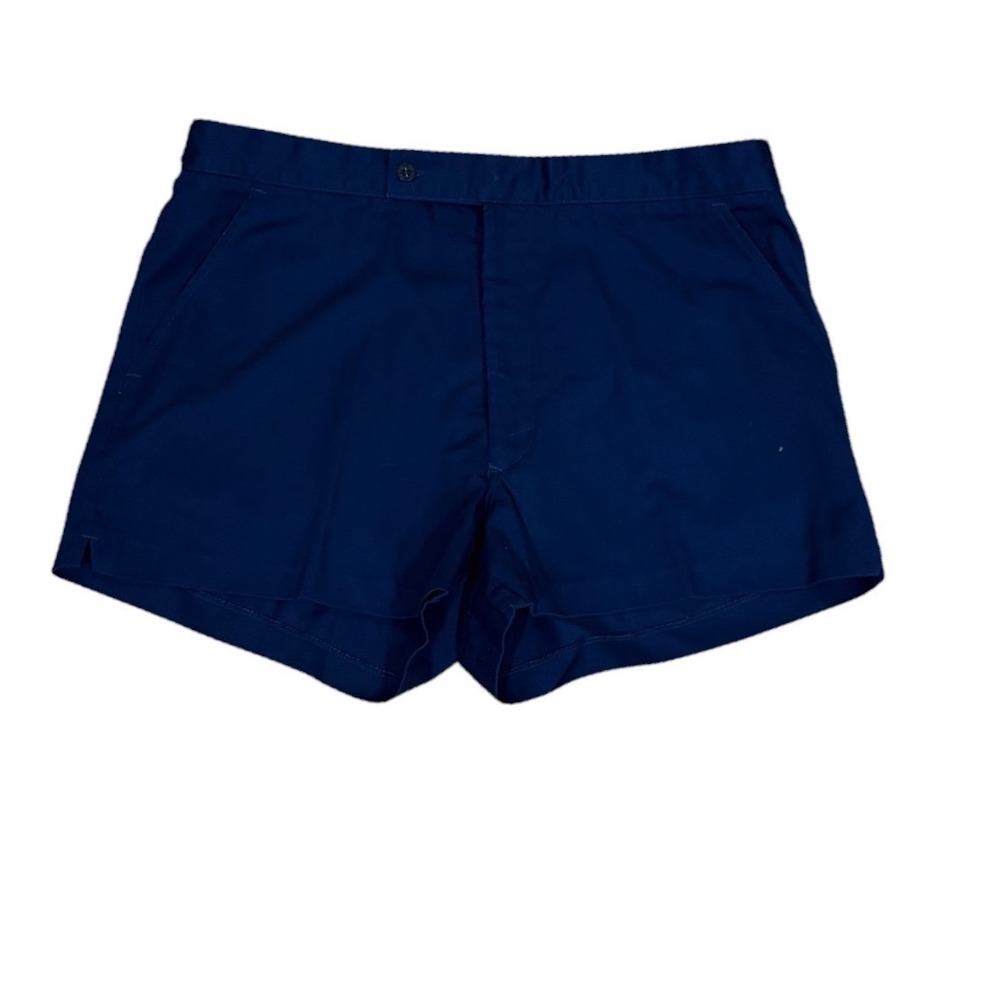 Vtg Retro Jockey Throwback Shorty Mens Navy Blue Twill Shorts Athletic Thighs 38